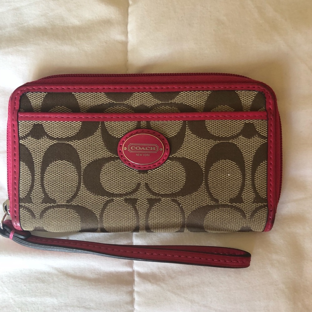 Pink and Brown Coach Wristlet (AUTHENTIC)